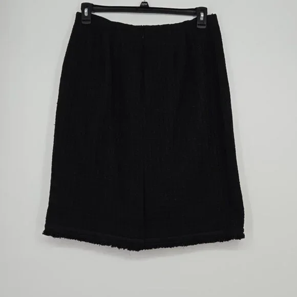 Talbots Tweed Elegant Black Women's Skirt Slit In Back Plus Size Curvy Size 16 - Picture 6 of 9